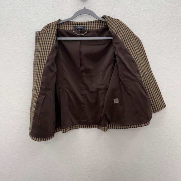 Talbots Plaid Peplum Houndstooth Wool Button Career Business Jacket Womens sz 4 - Picture 4 of 9